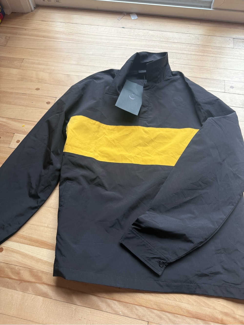 Black Scale Black Pullover Jacket with Yellow Chest Band